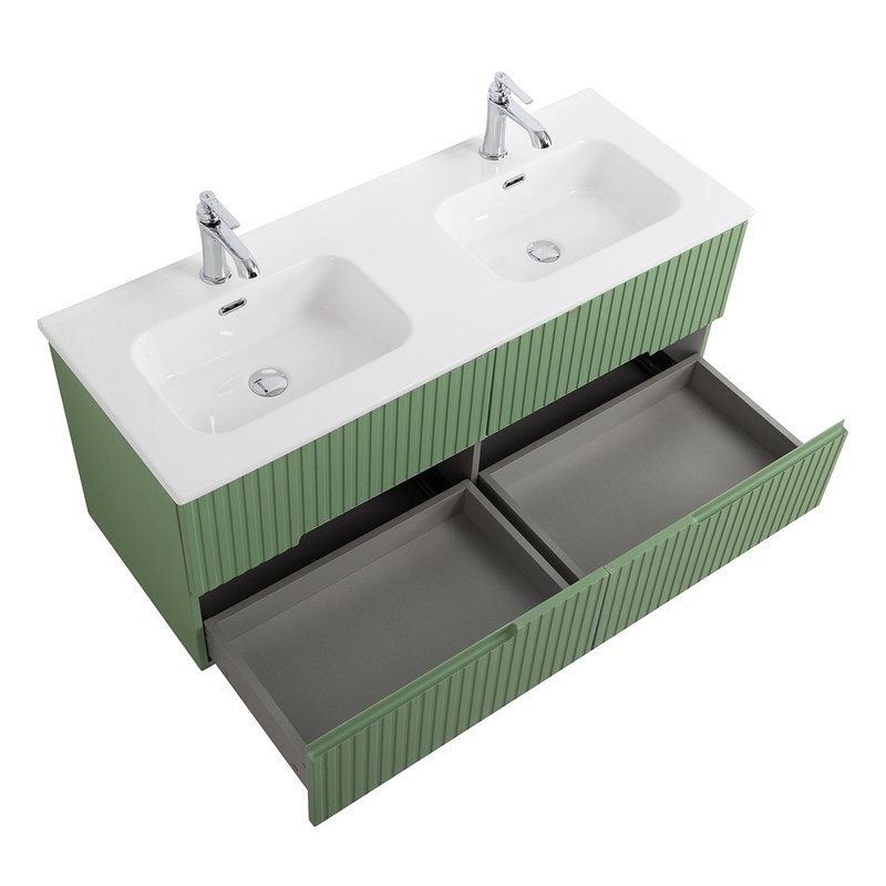 Тумба с раковиной Cezares Duet 120 фисташковый софт, раковина Cezares CZR-8095-120-2 двойная