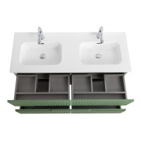Тумба с раковиной Cezares Duet 120 фисташковый софт, раковина Cezares CZR-8095-120-2 двойная