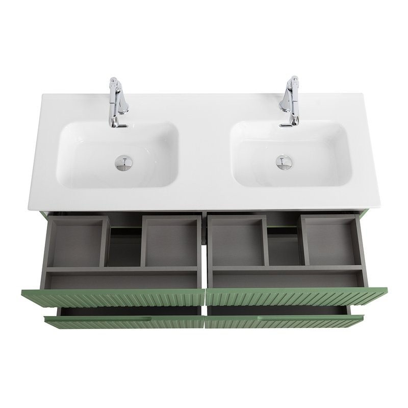 Тумба с раковиной Cezares Duet 120 фисташковый софт, раковина Cezares CZR-8095-120-2 двойная