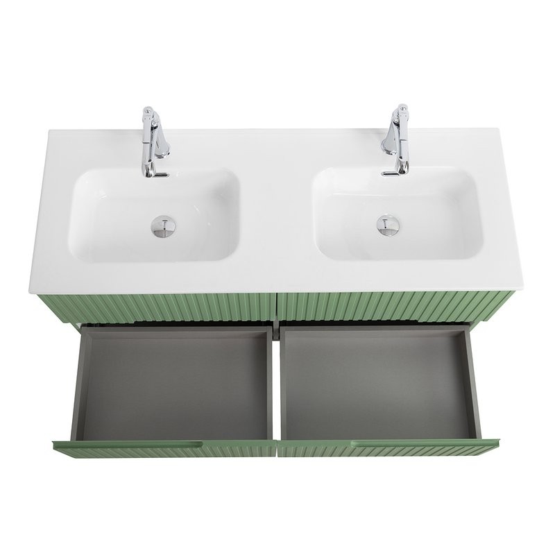 Тумба с раковиной Cezares Duet 120 фисташковый софт, раковина Cezares CZR-8095-120-2 двойная