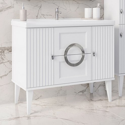 Тумба с раковиной ASB-Woodline Федерика 100 напольная, белая