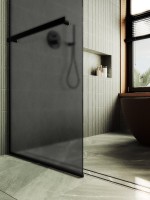 Душевая перегородка Maybahglass MGD-724-6у 69 см, профиль черный, стекло графит матовое