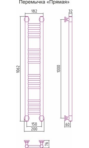 Полотенцесушитель водяной Сунержа Богема + 100x15, прямая