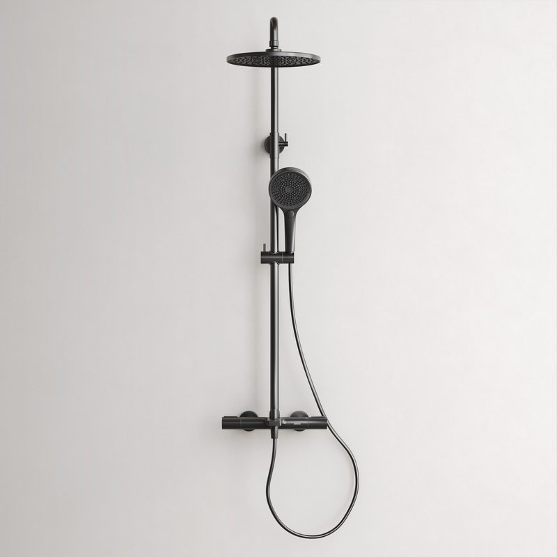 Душевая стойка Sancos Etna SC9008MB с термостатом, черная матовая