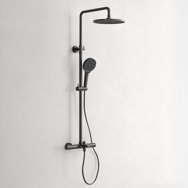 Душевая стойка Sancos Etna SC9008MB с термостатом, черная матовая