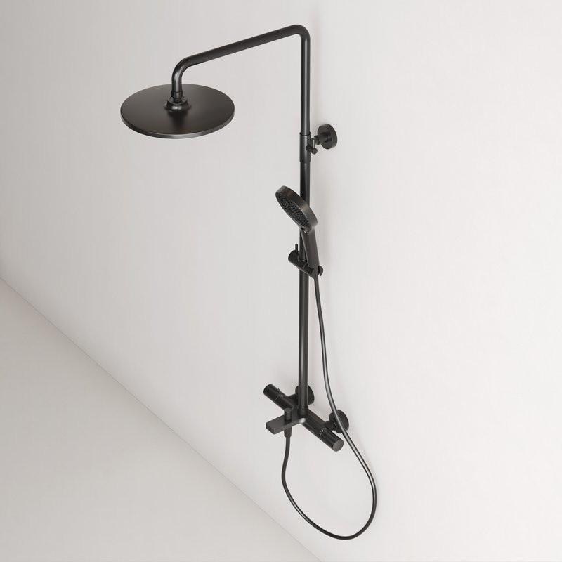 Душевая стойка Sancos Etna SC9008MB с термостатом, черная матовая