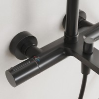 Душевая стойка Sancos Etna SC9008MB с термостатом, черная матовая