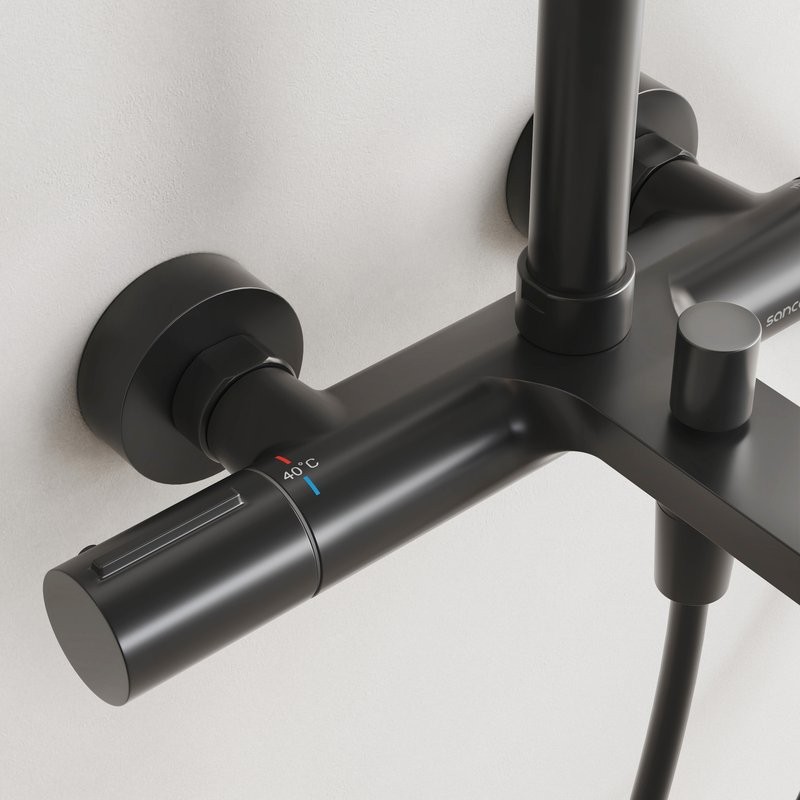 Душевая стойка Sancos Etna SC9008MB с термостатом, черная матовая