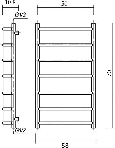 Полотенцесушитель водяной Domoterm Лаура П7 50x70, хром