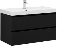 Тумба с раковиной Aquanet Вега 2.0 90 подвесная, черная матовая