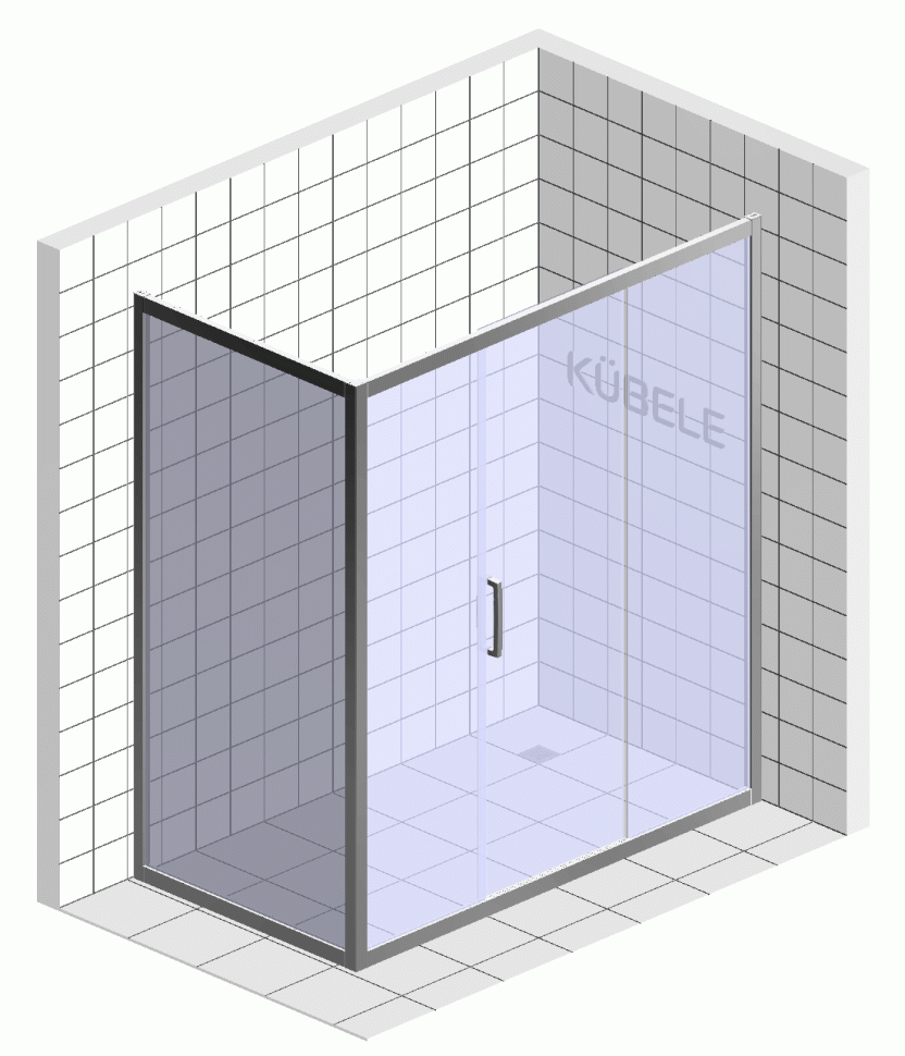 Душевой уголок Kubele DE019 R3-MAT-MT 140х80 см, профиль матовый хром