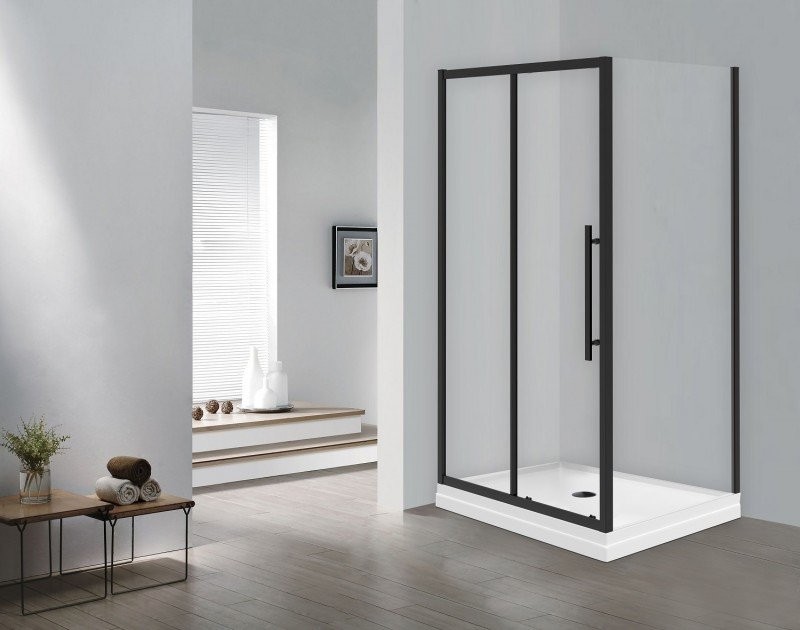 Душевой уголок Esbano Flex ESF-119PS-B 110х90 см, профиль черный, стекло прозрачное