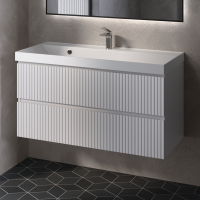 Тумба с раковиной AQUAme S1 100 подвесная, 2 ящика, белый глянец