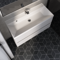 Тумба с раковиной AQUAme S1 100 подвесная, 2 ящика, белый глянец