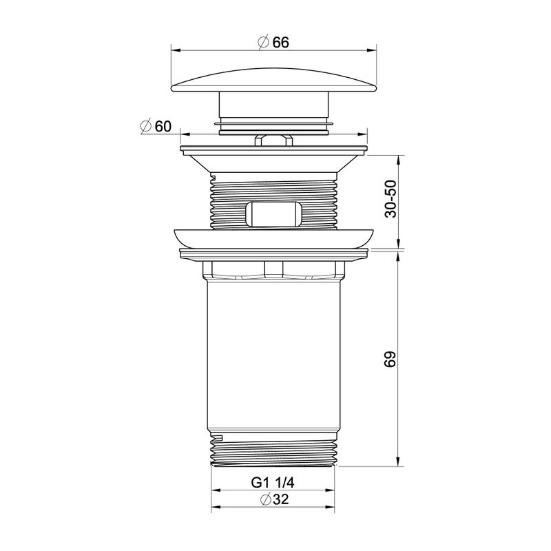 Донный клапан для раковины Wonzon & Woghand WW-88SS09-MW без перелива, матовый белый