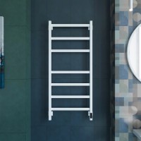 Полотенцесушитель электрический Grota Nosto 530х1200 RAL9016 EL 120x55 см, подключение справа, слева, скрытое подключение справа, матовый белый, лесенка, из стали