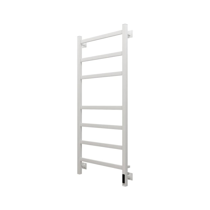 Полотенцесушитель электрический Grota Nosto 530х1200 RAL9016 EL 120x55 см, подключение справа, слева, скрытое подключение справа, матовый белый, лесенка, из стали