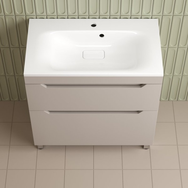 Тумба с раковиной Style Line Остин 80 напольная, крем эмаль plus, раковина Фортуна 80 белая