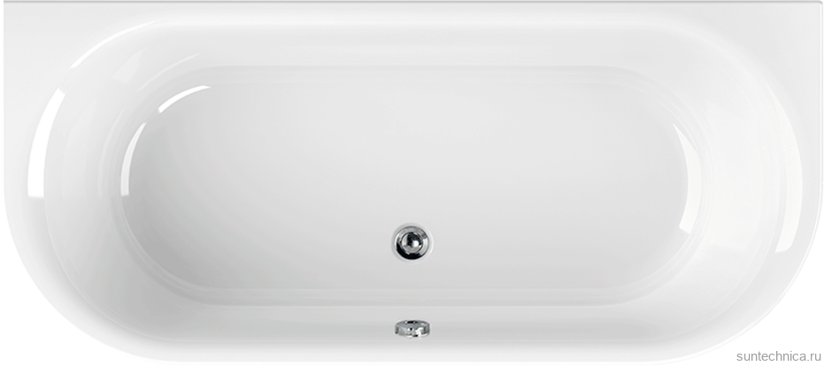 Акриловая ванна Cezares Metauro wall W37 180x80 см, пристенная, белая, овальная, с каркасом
