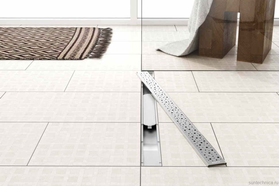 Душевой трап (лоток) MCH Chudej Square CH350SN 35 см, решетка хром, с сифоном