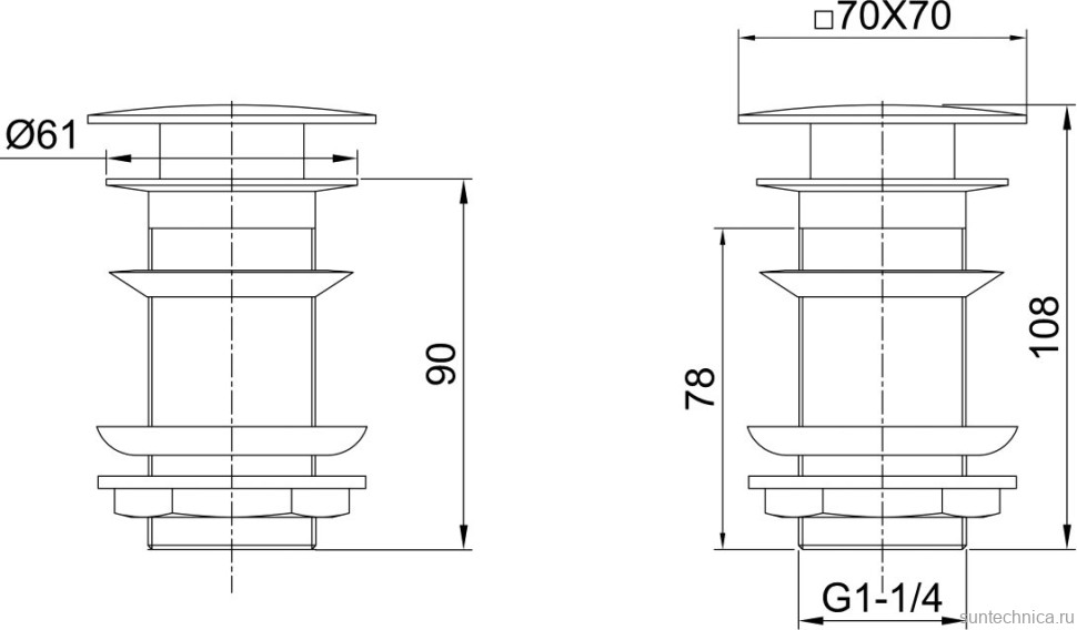 Донный клапан для раковины Allen Brau Infinity Square 5.21025-00 без перелива, хром