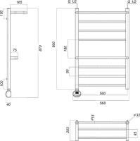 Полотенцесушитель электрический Domoterm Медея сп2 П8 50x80 EL, хром, L