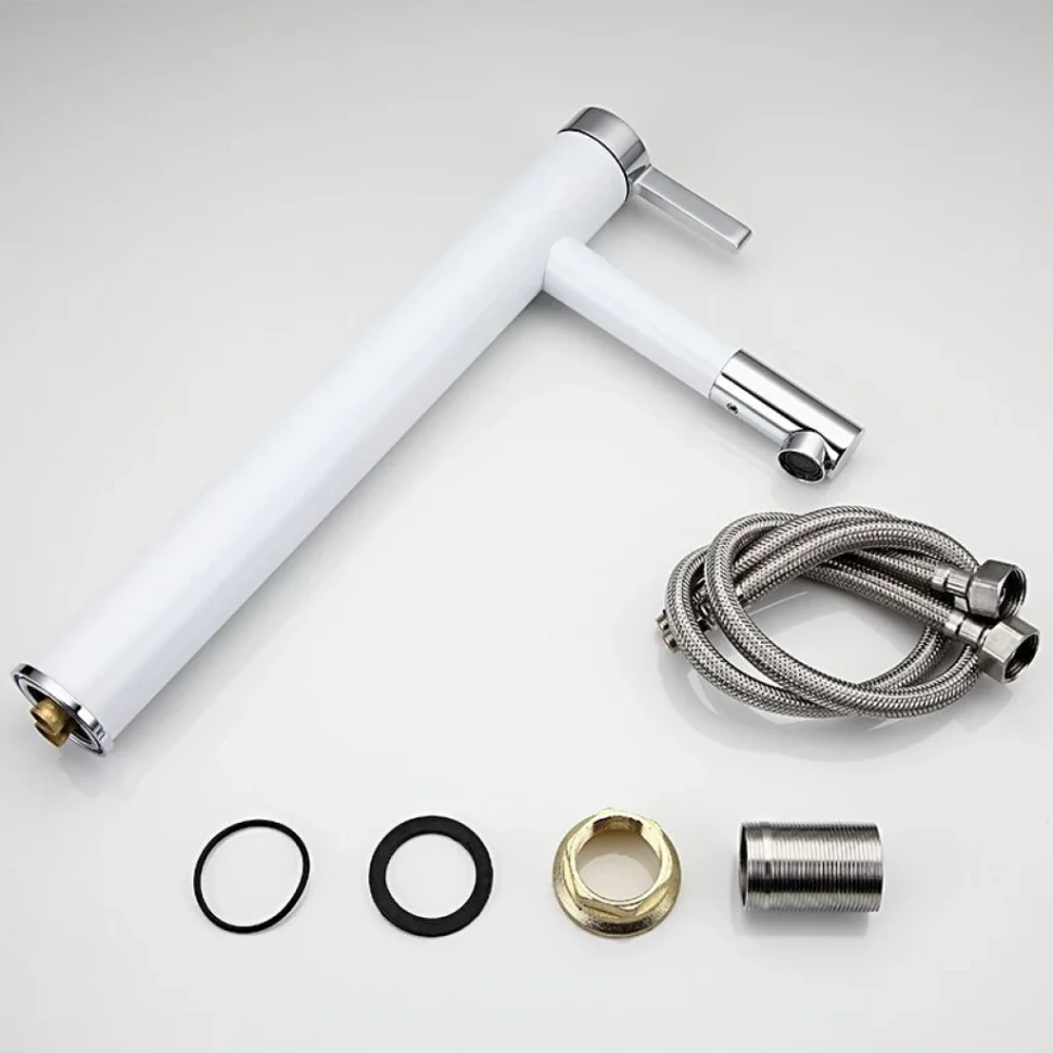 Смеситель для раковины Frap H52 F1052-15 белый, хром