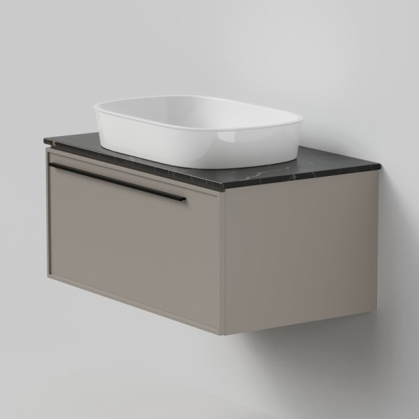 Тумба с раковиной La Fenice Elba 80 подвесная, сappuccino, столешница черный мрамор, раковина белая матовая