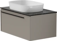 Тумба с раковиной La Fenice Elba 80 подвесная, сappuccino, столешница черный мрамор, раковина белая матовая
