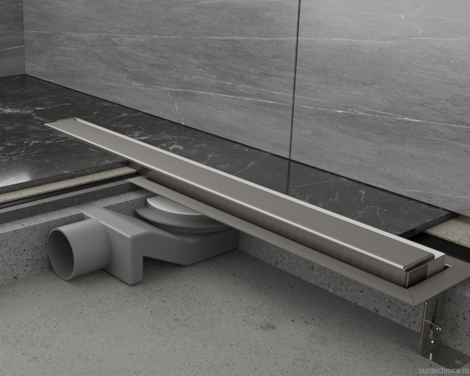 Душевой трап (лоток) Plumberia Selection PST In-Tile PST80MT 80 см, решетка матовая нержавеющая сталь, с сифоном, под плитку