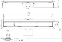 Душевой трап (лоток) Plumberia Selection PST In-Tile PST80MT 80 см, решетка матовая нержавеющая сталь, с сифоном, под плитку