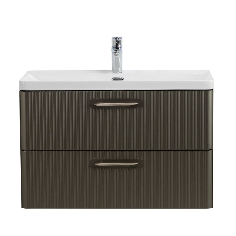 Тумба с раковиной BelBagno Due 80 подвесная, 2 ящика, оружейная сталь