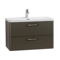 Тумба с раковиной BelBagno Due 80 подвесная, 2 ящика, оружейная сталь