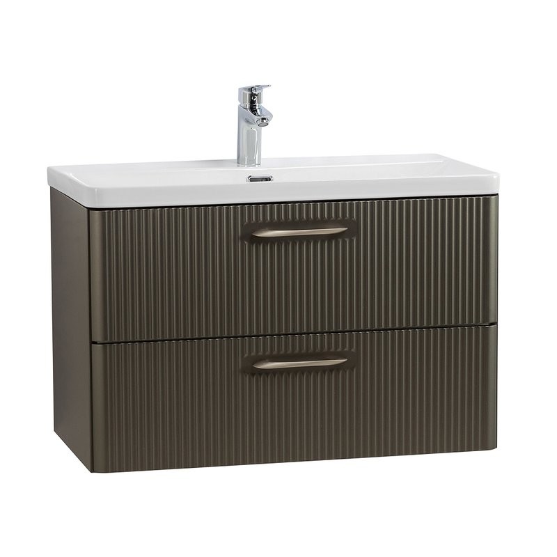 Тумба с раковиной BelBagno Due 80 подвесная, 2 ящика, оружейная сталь