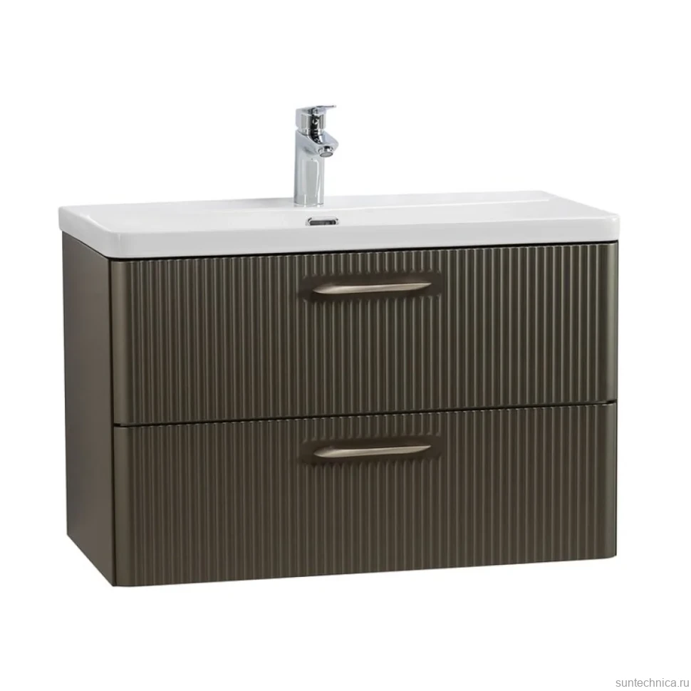 Тумба с раковиной BelBagno Due 80 подвесная, 2 ящика, оружейная сталь
