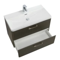 Тумба с раковиной BelBagno Due 80 подвесная, 2 ящика, оружейная сталь