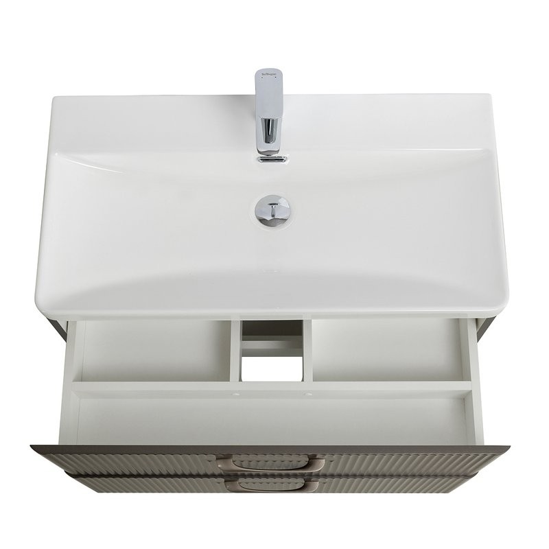 Тумба с раковиной BelBagno Due 80 подвесная, 2 ящика, оружейная сталь