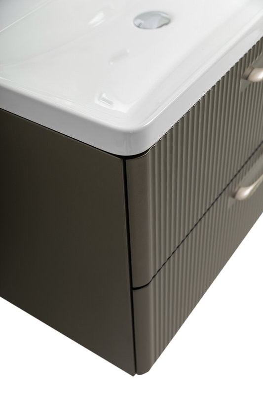 Тумба с раковиной BelBagno Due 80 подвесная, 2 ящика, оружейная сталь