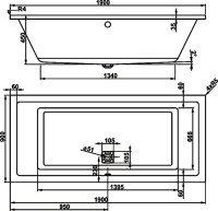 Акриловая ванна Vagnerplast Cavallo 190x90 см, пристенная, ультрабелая, на ножках