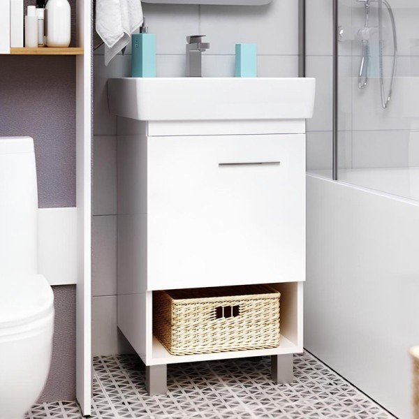 Тумба под раковину 1MarKa Tera 50Н напольная, белый глянец