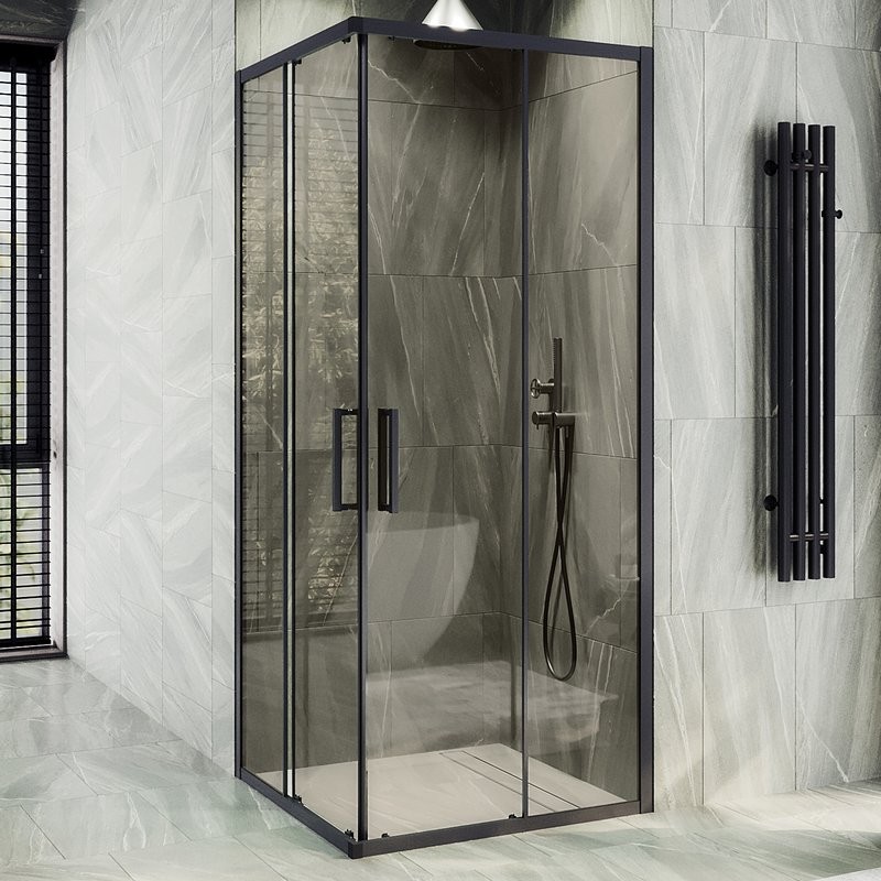 Душевой уголок Maybahglass MGY-1323-6 90 см, профиль черный, стекло прозрачное