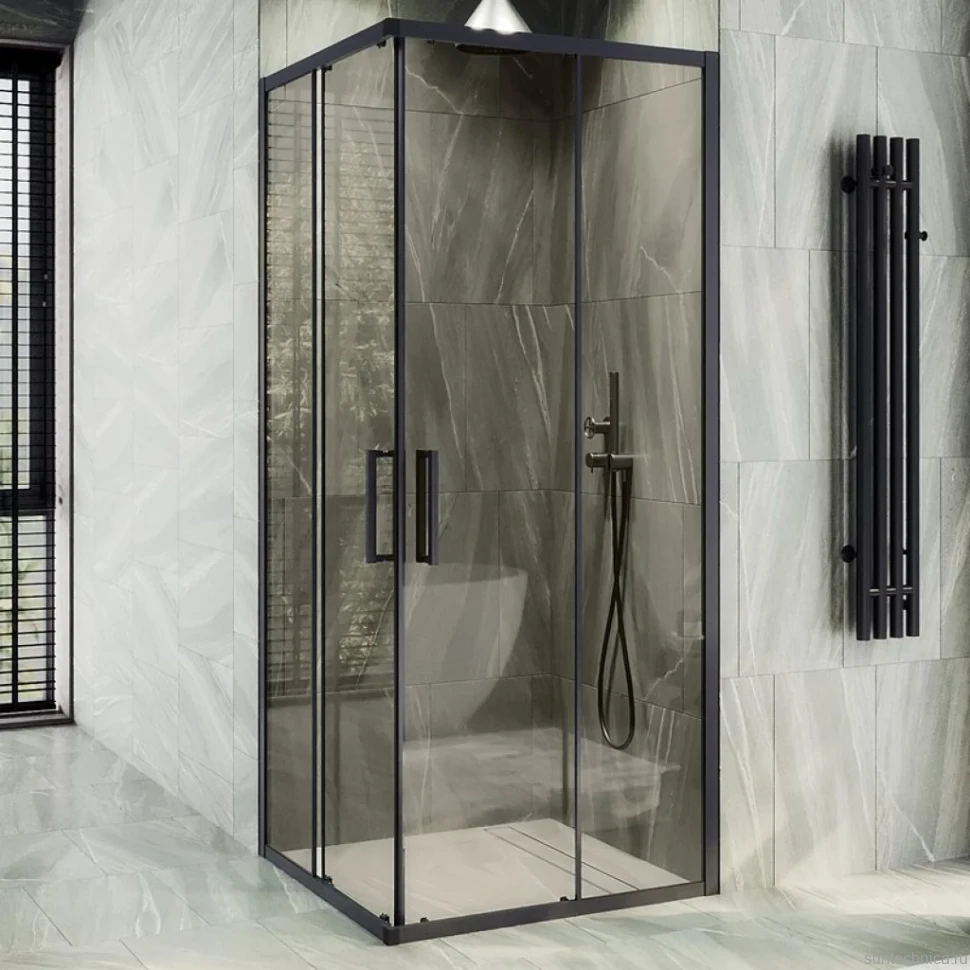 Душевой уголок Maybahglass MGY-1323-6 90 см, профиль черный, стекло прозрачное