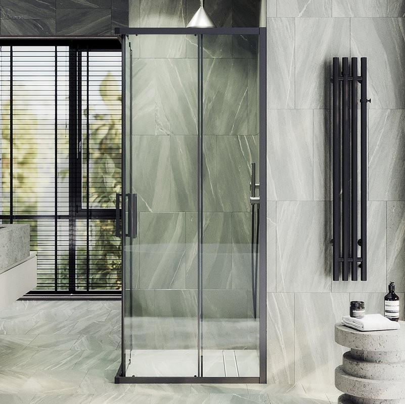Душевой уголок Maybahglass MGY-1323-6 90 см, профиль черный, стекло прозрачное