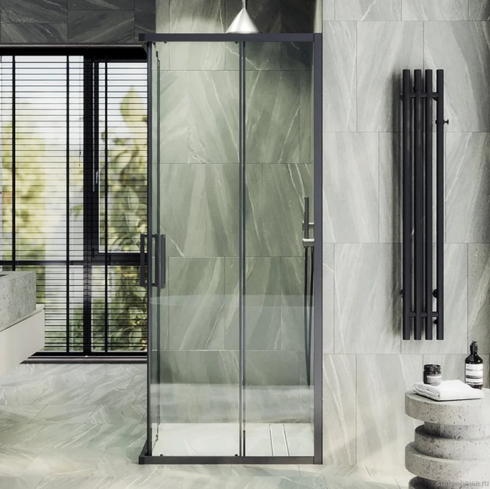 Душевой уголок Maybahglass MGY-1323-6 90 см, профиль черный, стекло прозрачное