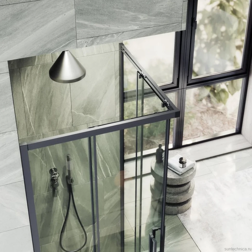 Душевой уголок Maybahglass MGY-1323-6 90 см, профиль черный, стекло прозрачное
