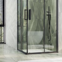 Душевой уголок Maybahglass MGY-1323-6 90 см, профиль черный, стекло прозрачное