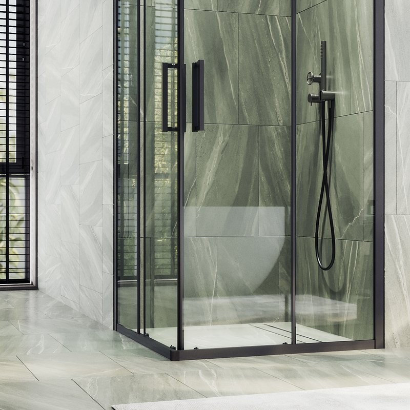 Душевой уголок Maybahglass MGY-1323-6 90 см, профиль черный, стекло прозрачное