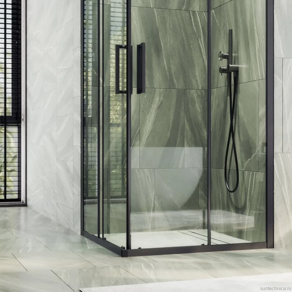 Душевой уголок Maybahglass MGY-1323-6 90 см, профиль черный, стекло прозрачное