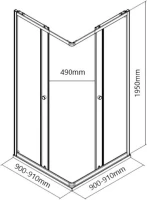 Душевой уголок Maybahglass MGY-1323-6 90 см, профиль черный, стекло прозрачное