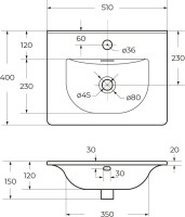 Мебель для ванной комнаты BelBagno Uno-mini 50 подвесная, 2 ящика, матовая бежевая